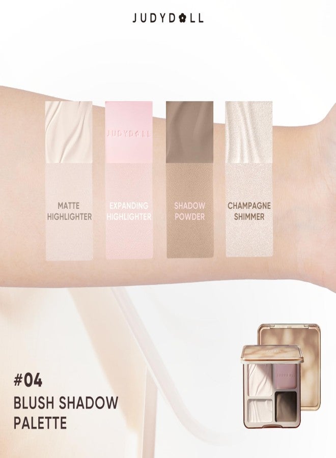 JUDYDOLL Highlight & Contour Palette, All-in-One Matte Highlighter Contour Compact, Blendable Face Makeup for Beginners, for All Skin Tones (04 Blush Shadow Palette) - Image 2